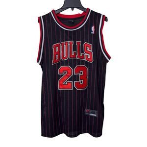 Michael Jordan Chicago Bulls Jersey #23 Black Pinstripe Nike Team SIze 48 Medium